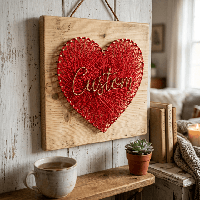 Personalized Script Heart - heart String Art Pakistan